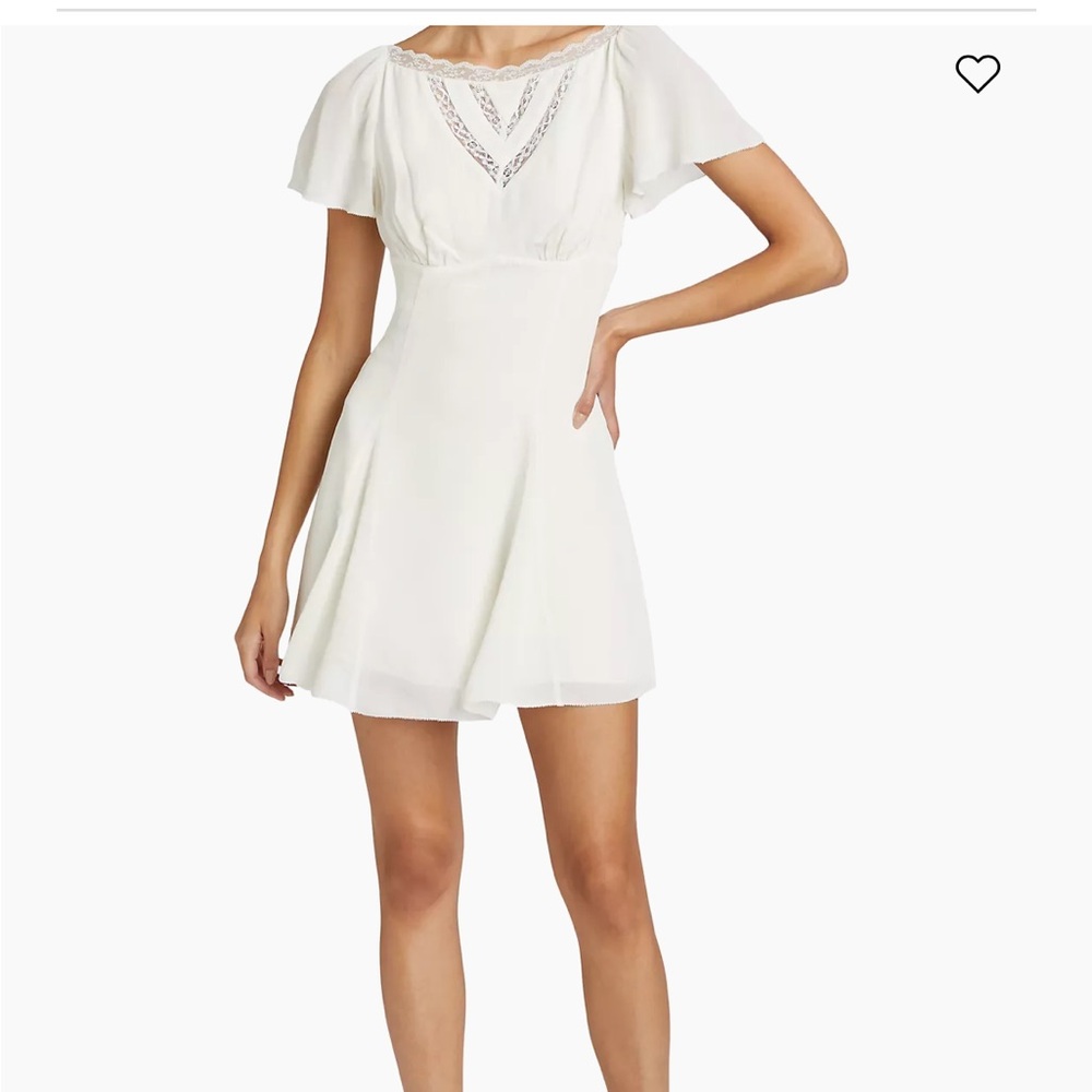 Reformation White Mini Dress with Lace Yoke